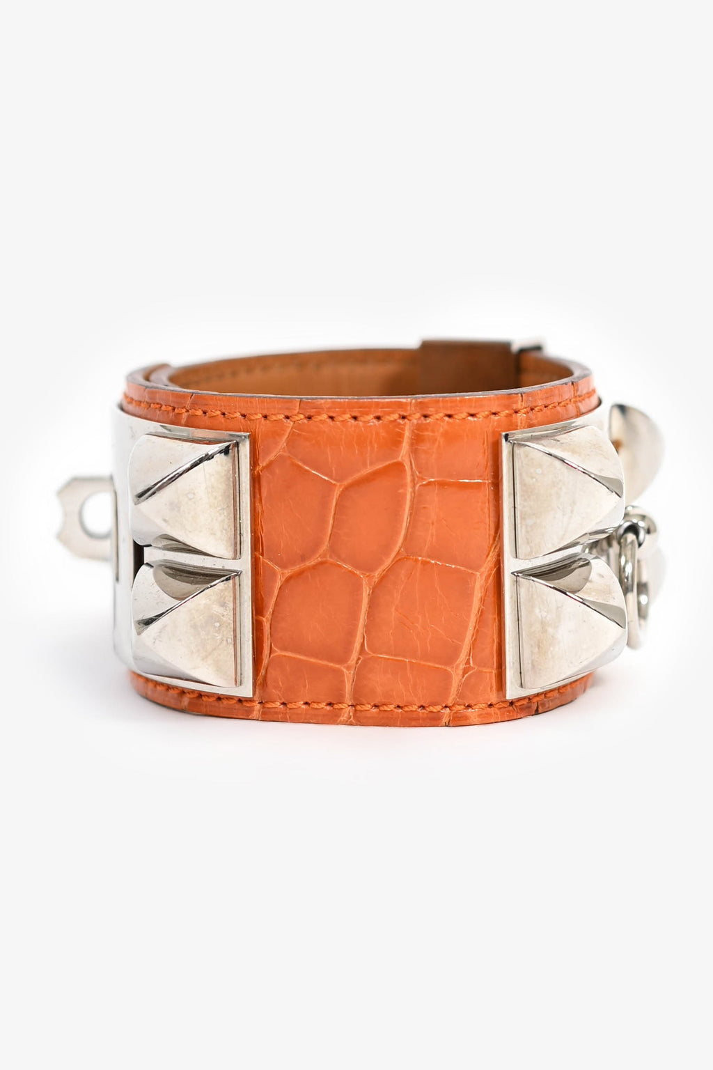 Hermès 2014 Orange Alligator Leather Collier De Chien Bracelet PHW