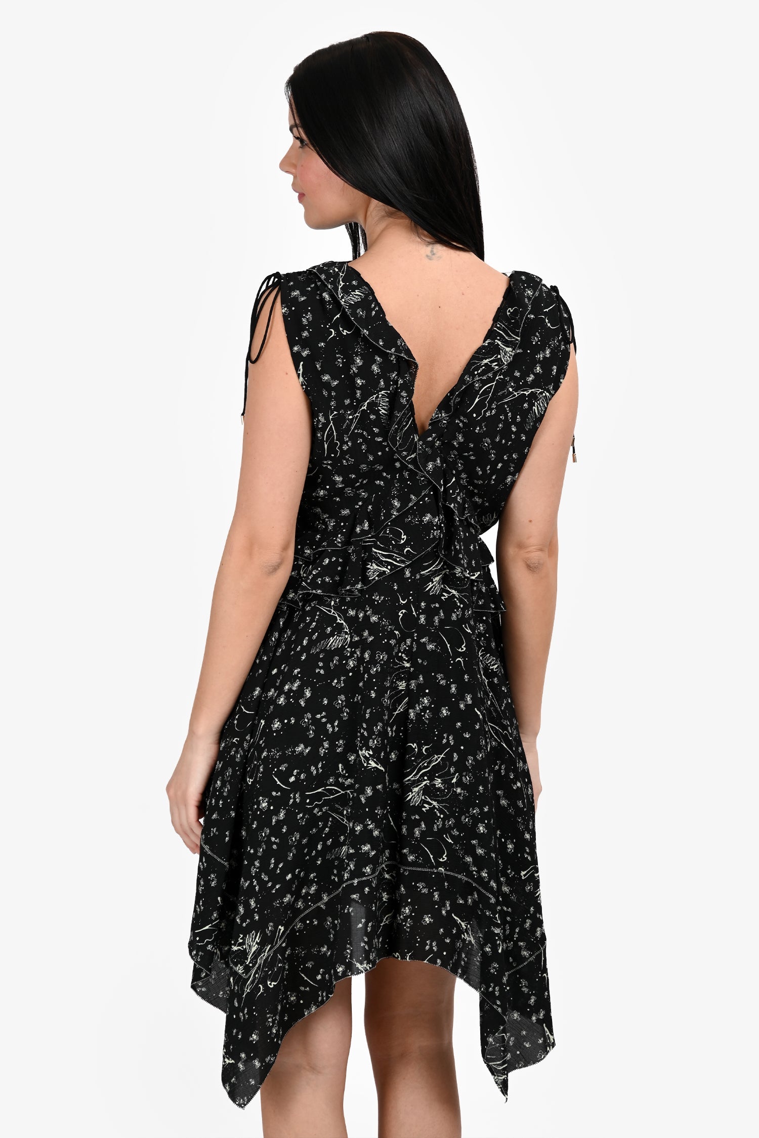 Derek Lam Crosby 10 Black/Mint Floral V-Neck Dress Size 4