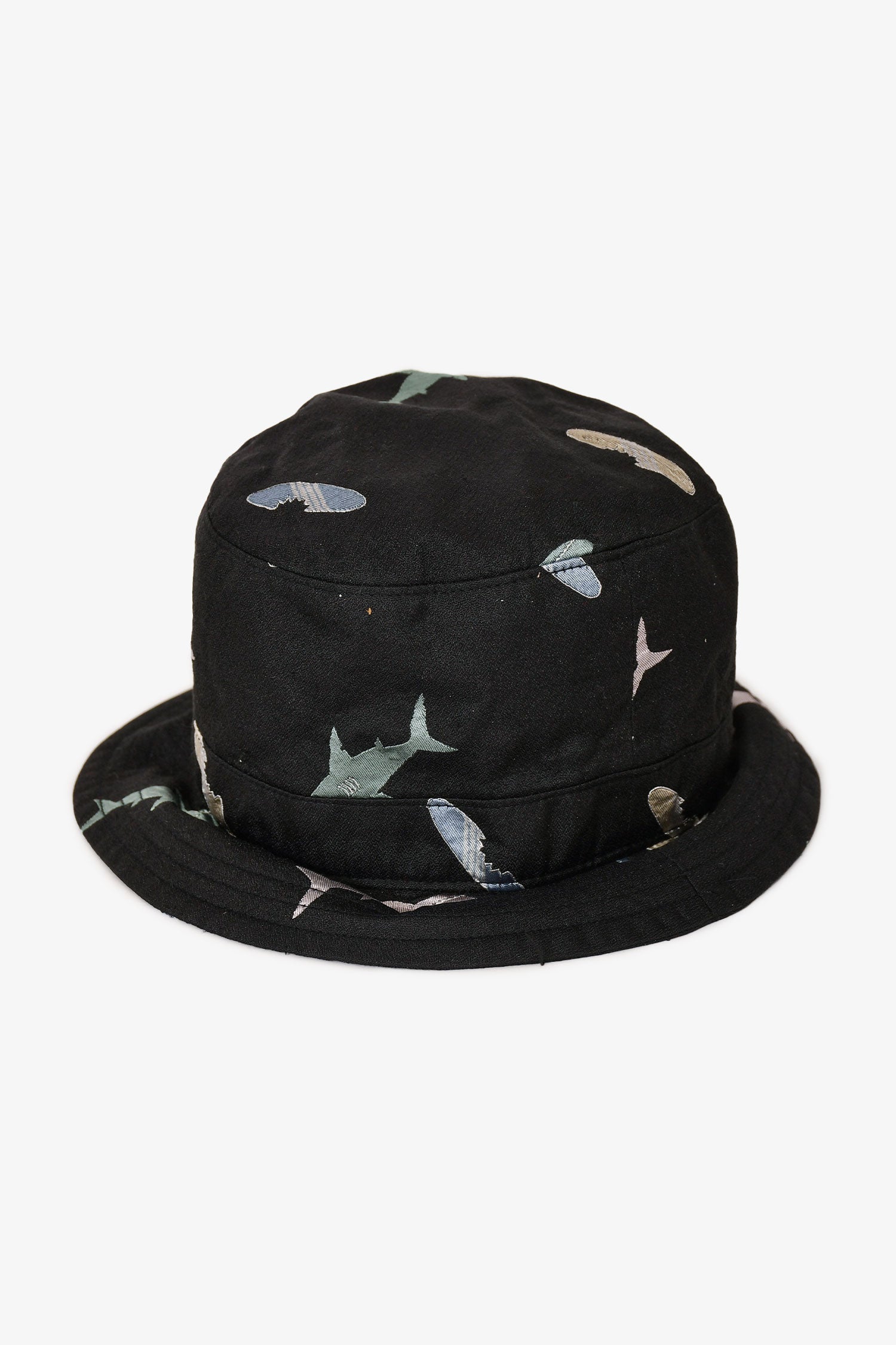 Thom Browne Black Shark Pattern Bucket Hat Size S