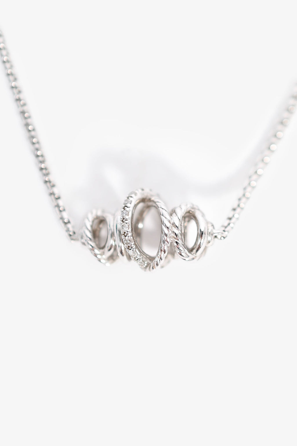 David Yurman Silver Cable Spiral Diamond Necklace