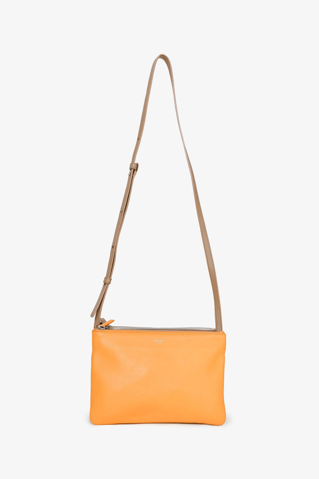 Celine Yellow/Taupe Leather Small Trio Crossbody Bag