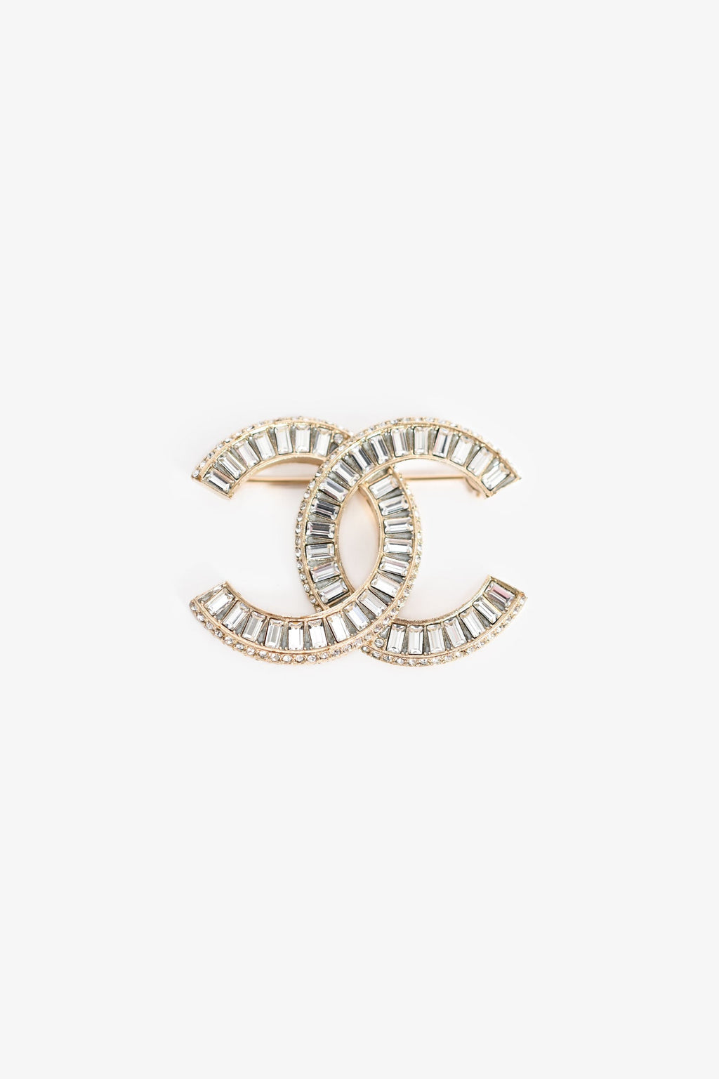 Pre-Loved Chanel™ 2017 Gold Tone Crystal Set CC Brooch