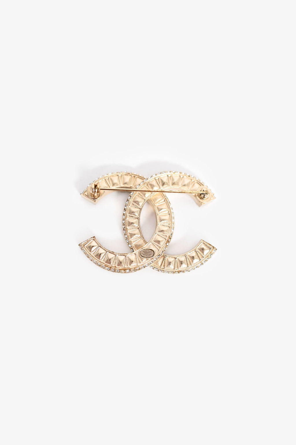 Pre-Loved Chanel™ 2017 Gold Tone Crystal Set CC Brooch