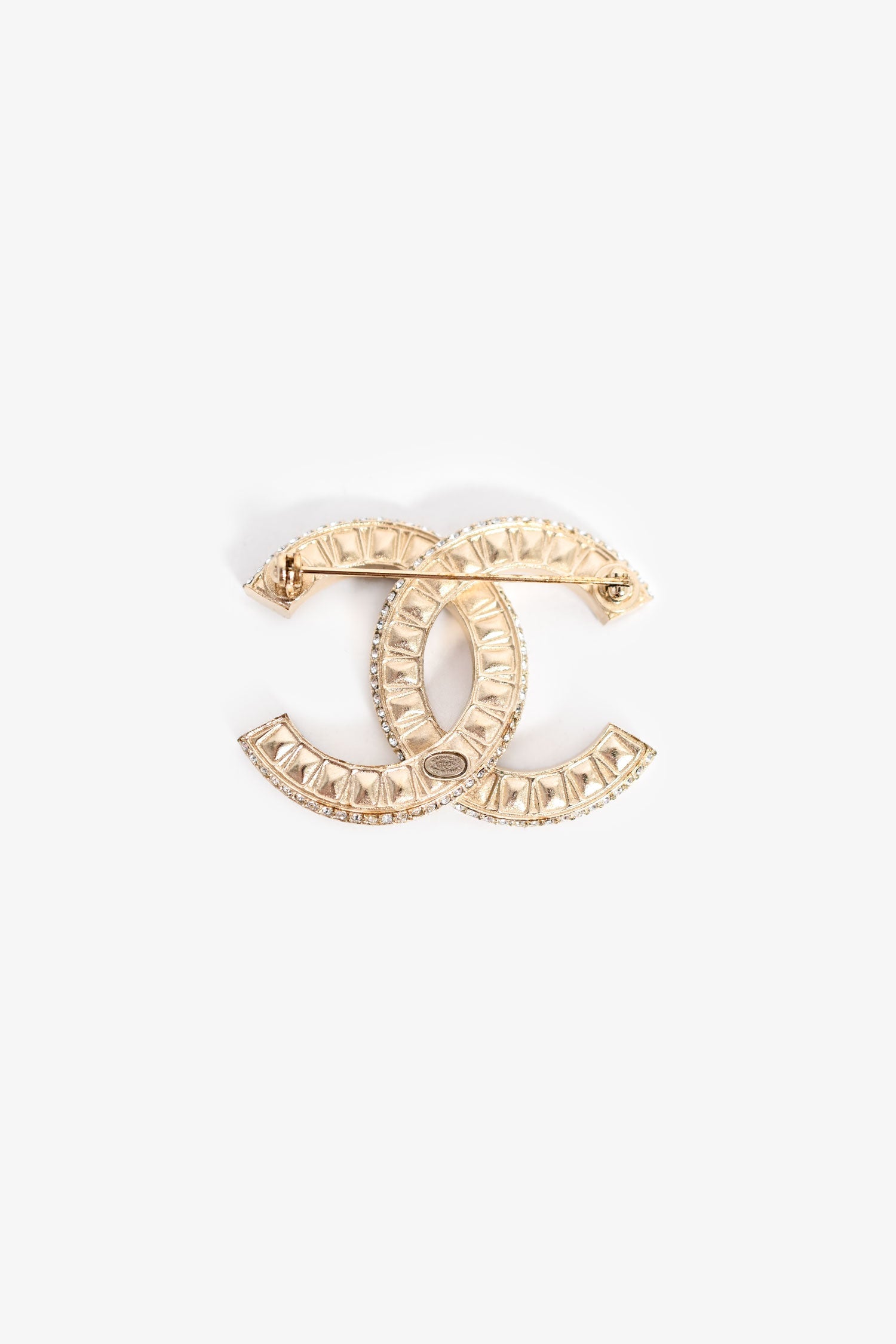 Pre-Loved Chanel™ 2017 Gold Tone Crystal Set CC Brooch