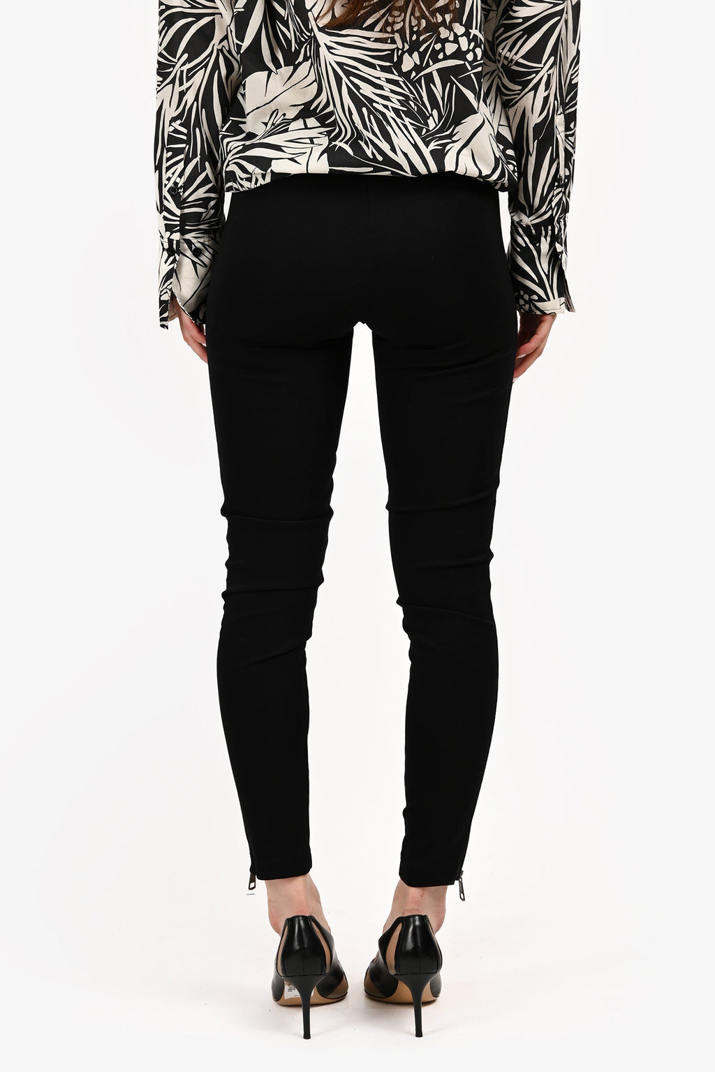 Burberry London Black Satin Side Panel Leggings Size 2