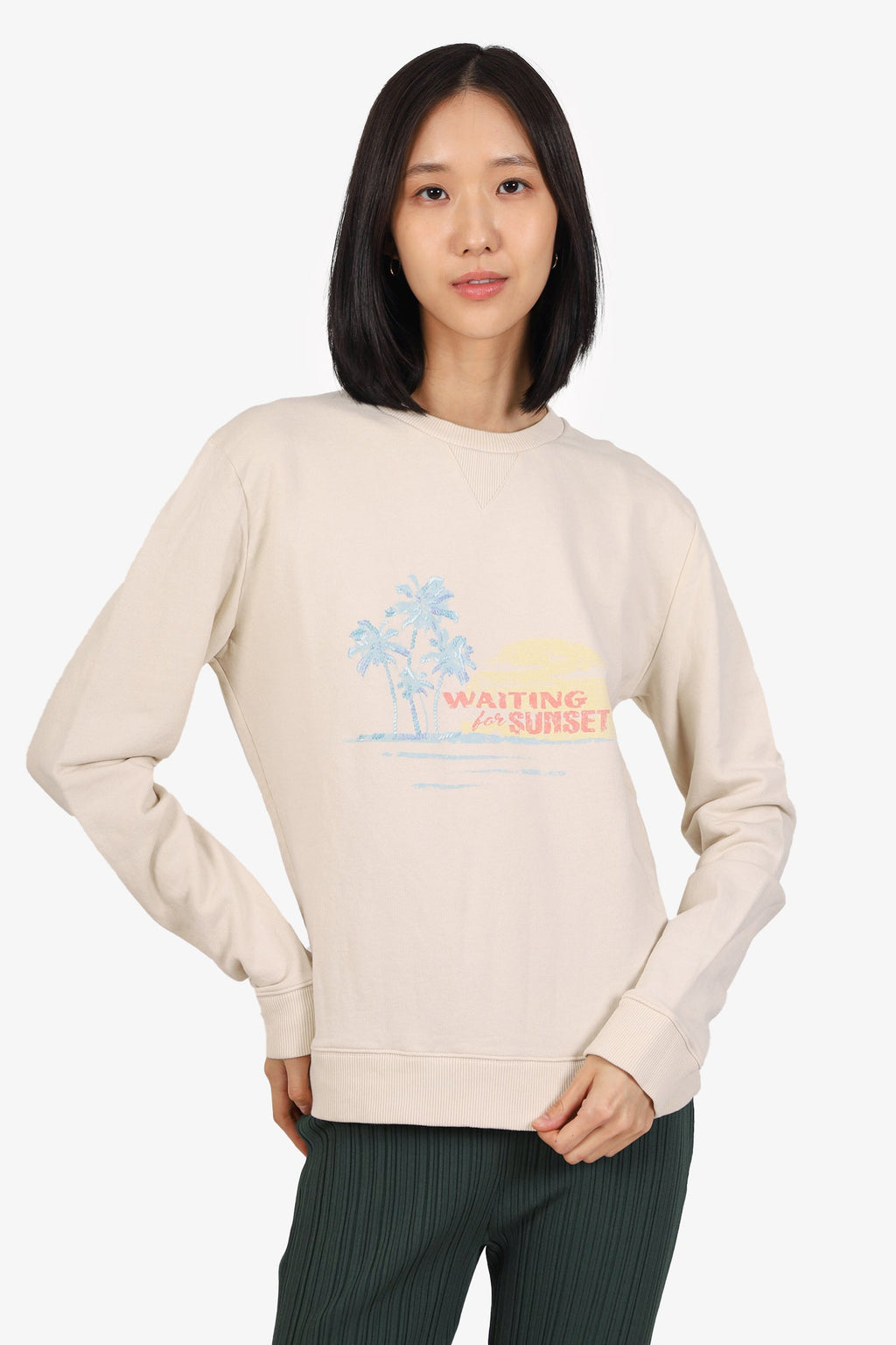Saint Laurent Beige Waiting For Sunset Embroidered Sweater Size M