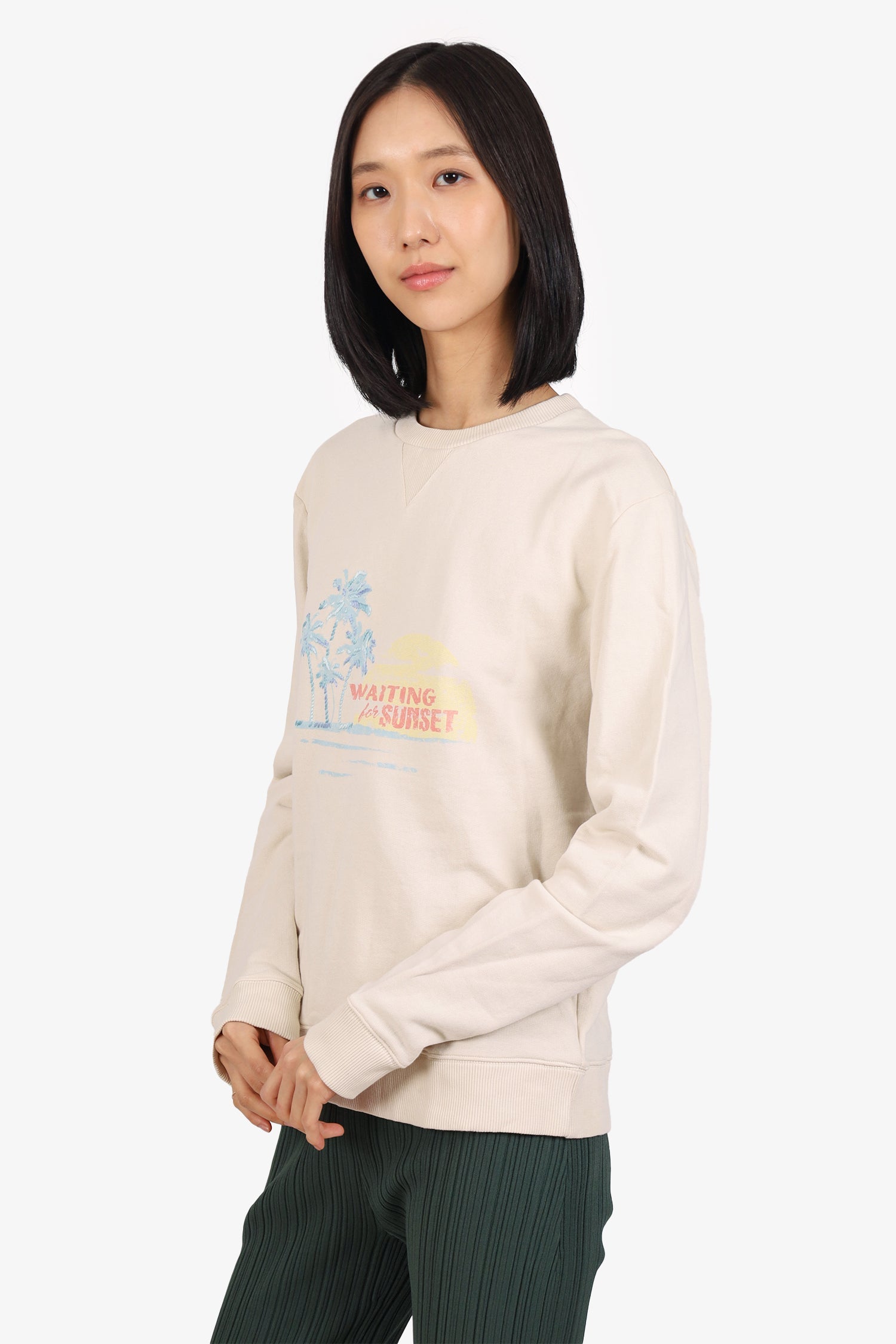 Saint Laurent Beige Waiting For Sunset Embroidered Sweater Size M