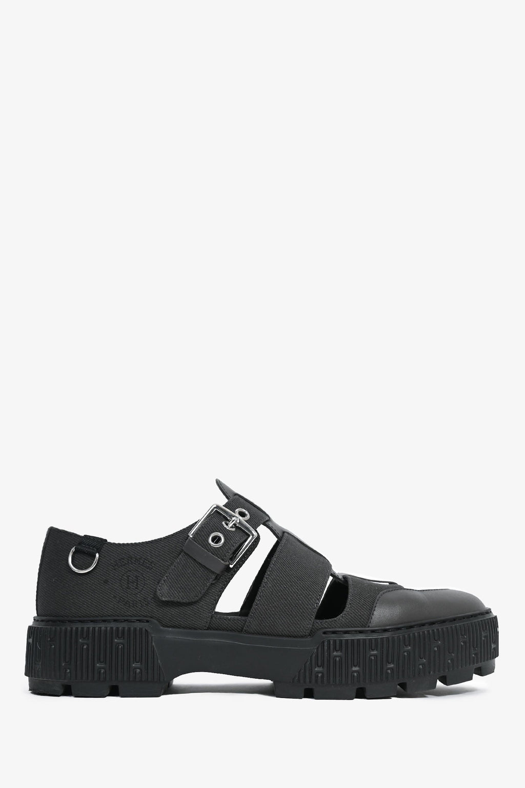 Hermès Grey Leather/Canvas Fisherman Shoe Size 41