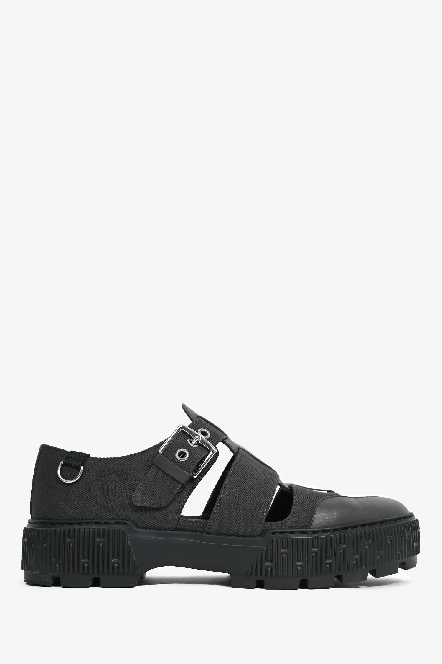 Hermès Grey Leather/Canvas Fisherman Shoe Size 41