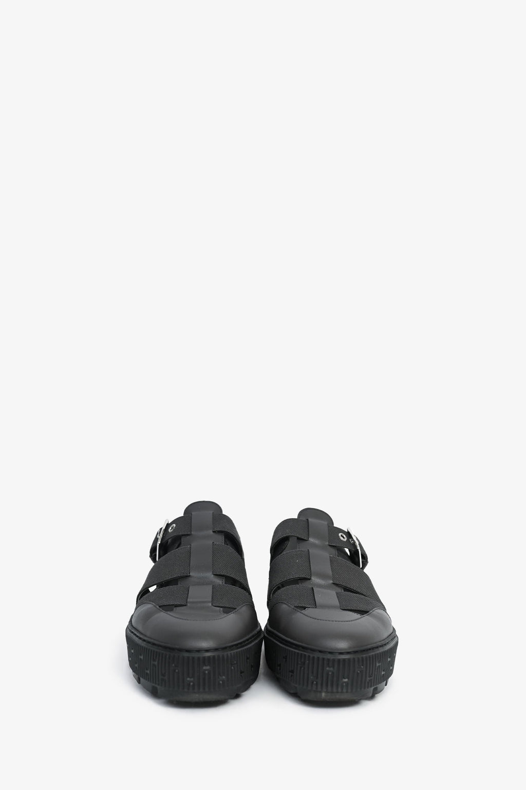 Hermès Grey Leather/Canvas Fisherman Shoe Size 41