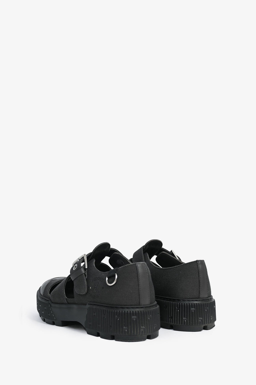 Hermès Grey Leather/Canvas Fisherman Shoe Size 41