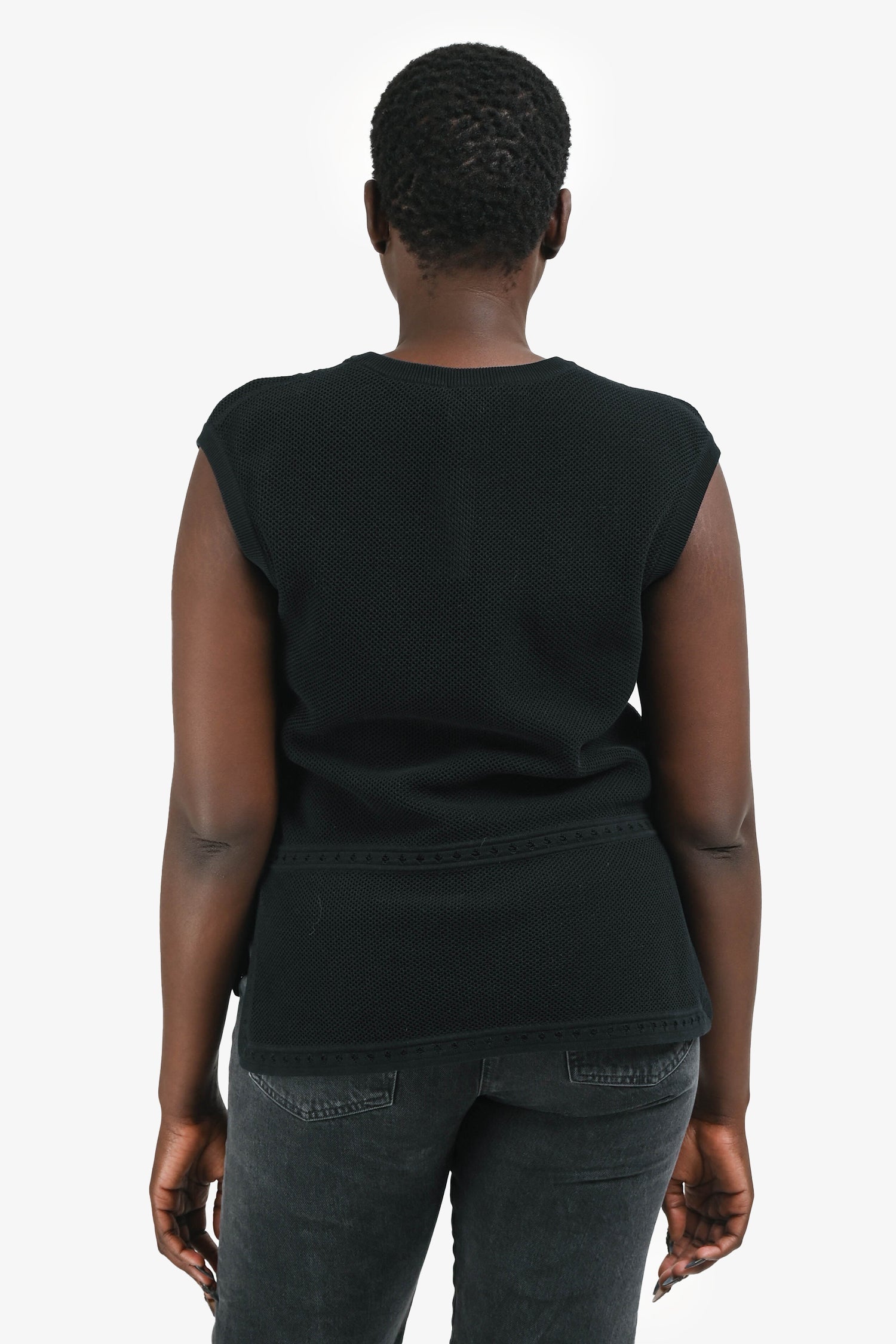 Pre-Loved Chanel™ Navy Cotton Knit Top Size 42