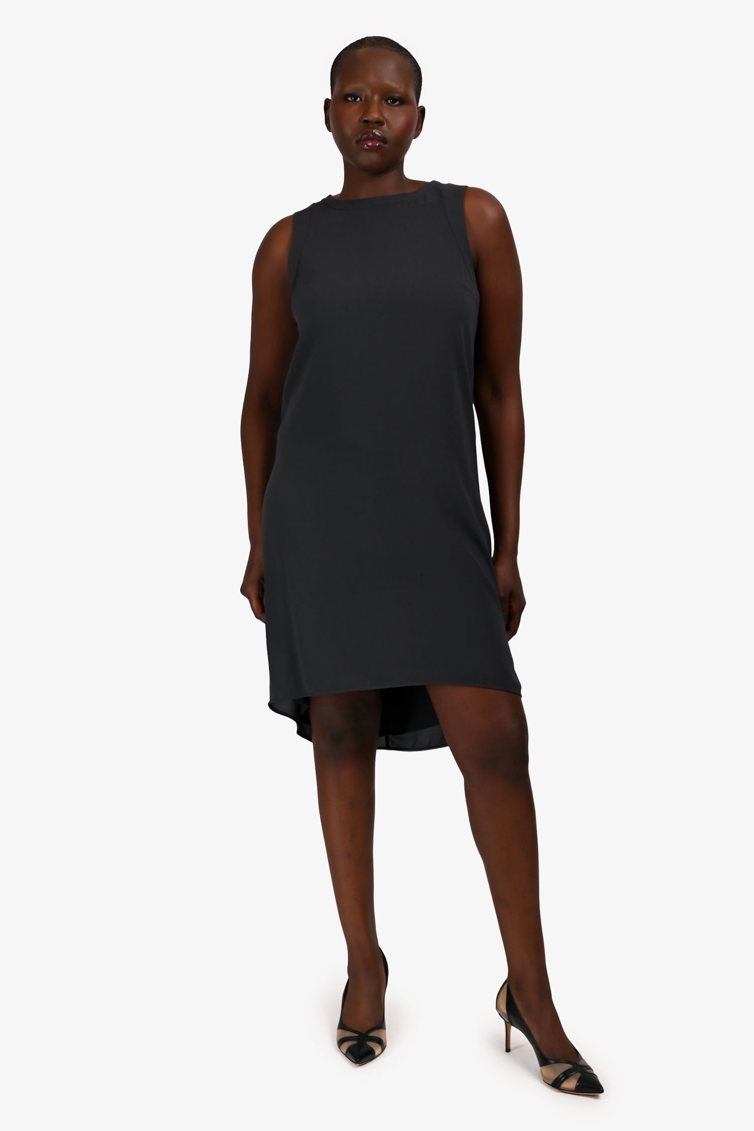 Brunello Cucinelli Grey Silk Dipped Hem Dress Size XL