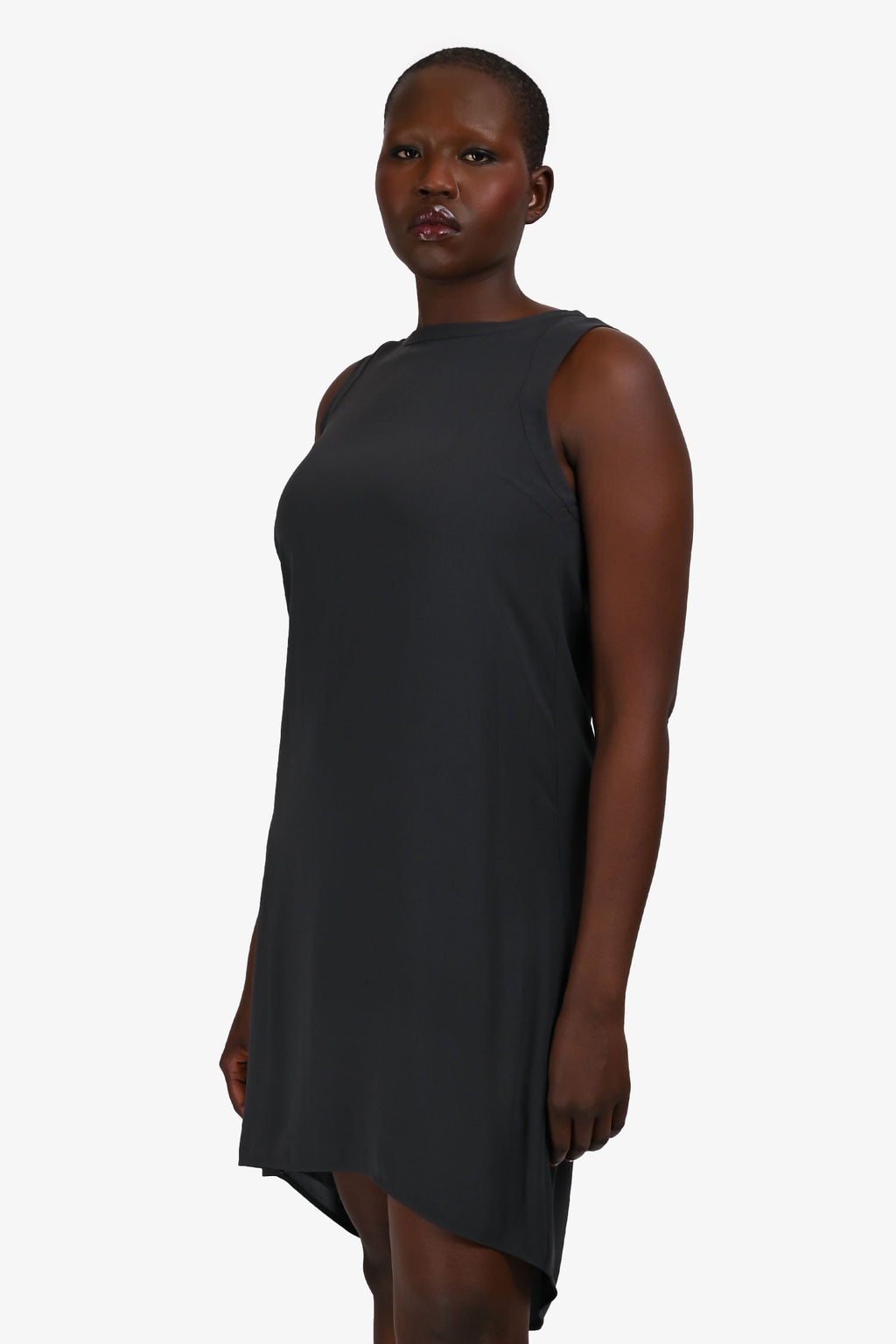 Brunello Cucinelli Grey Silk Dipped Hem Dress Size XL
