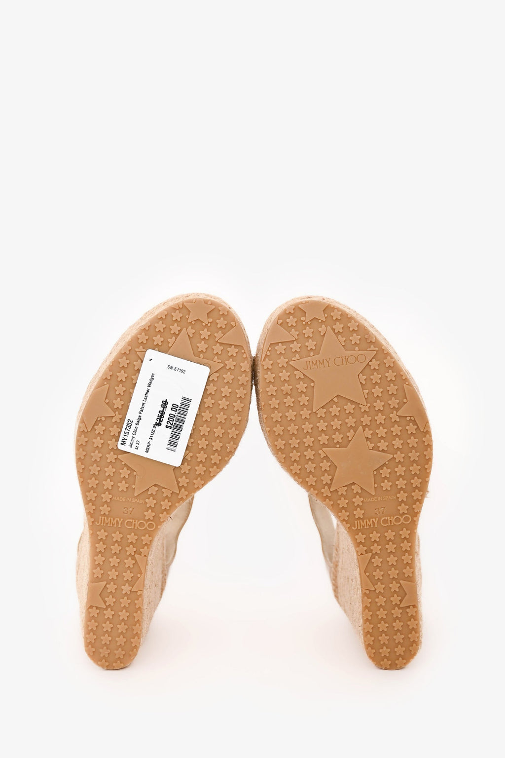 Jimmy Choo Beige Patent Leather Wedges Size 37