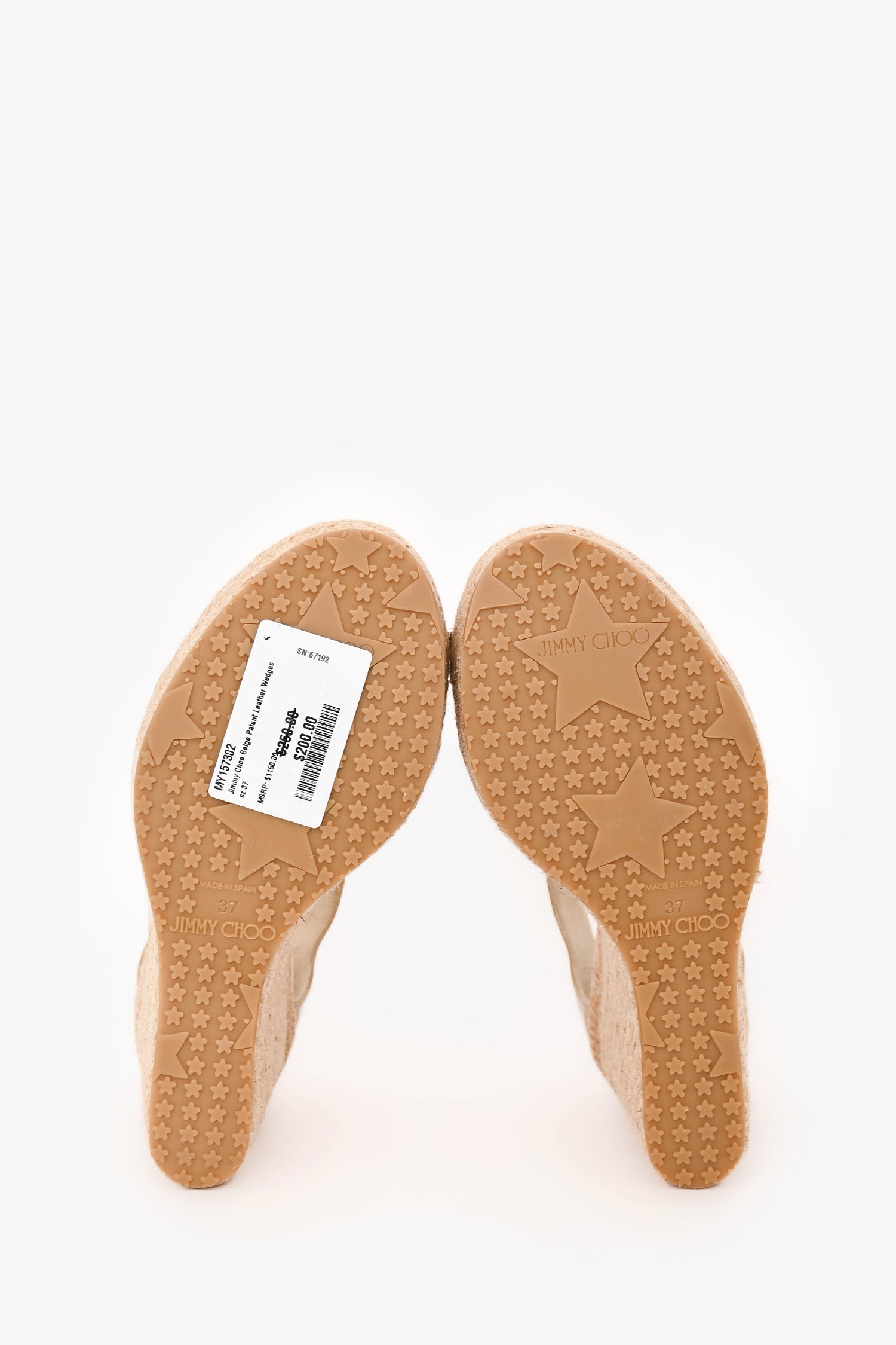 Jimmy Choo Beige Patent Leather Wedges Size 37