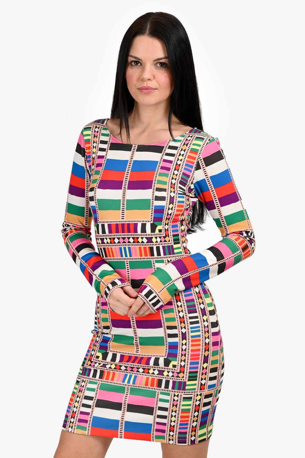 Mara Hoffma Multicolour Printed Bodycon Long Sleeve Mini Dress Size S