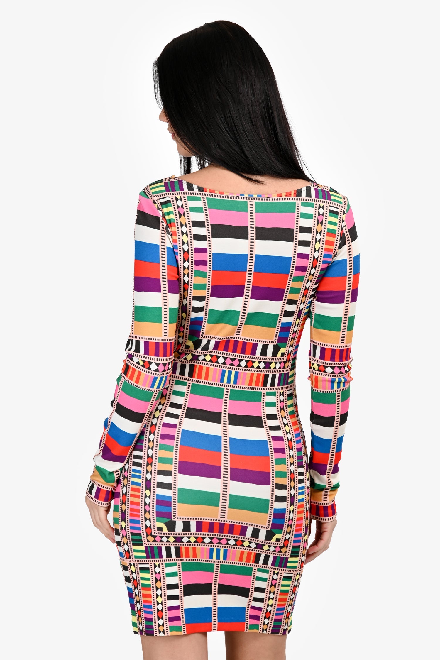 Mara Hoffma Multicolour Printed Bodycon Long Sleeve Mini Dress Size S