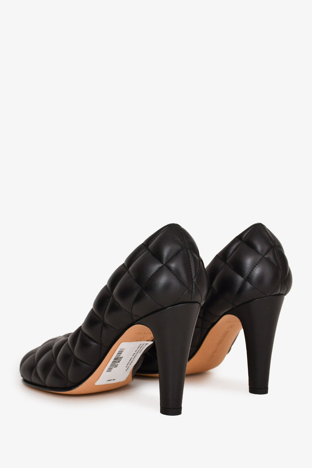 Bottega Veneta Black Padded Leather Square Toe 'Bloc' Heels Size 37