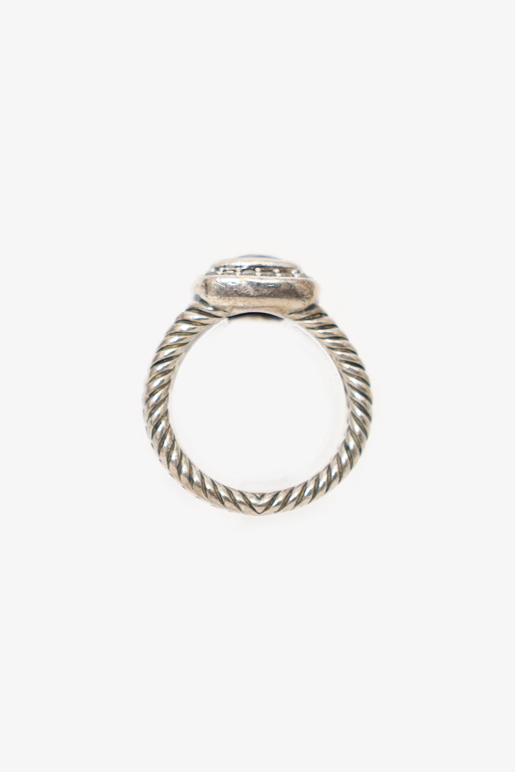 David Yurman Sterling Silver Garnet and Diamond Petite Albion Ring