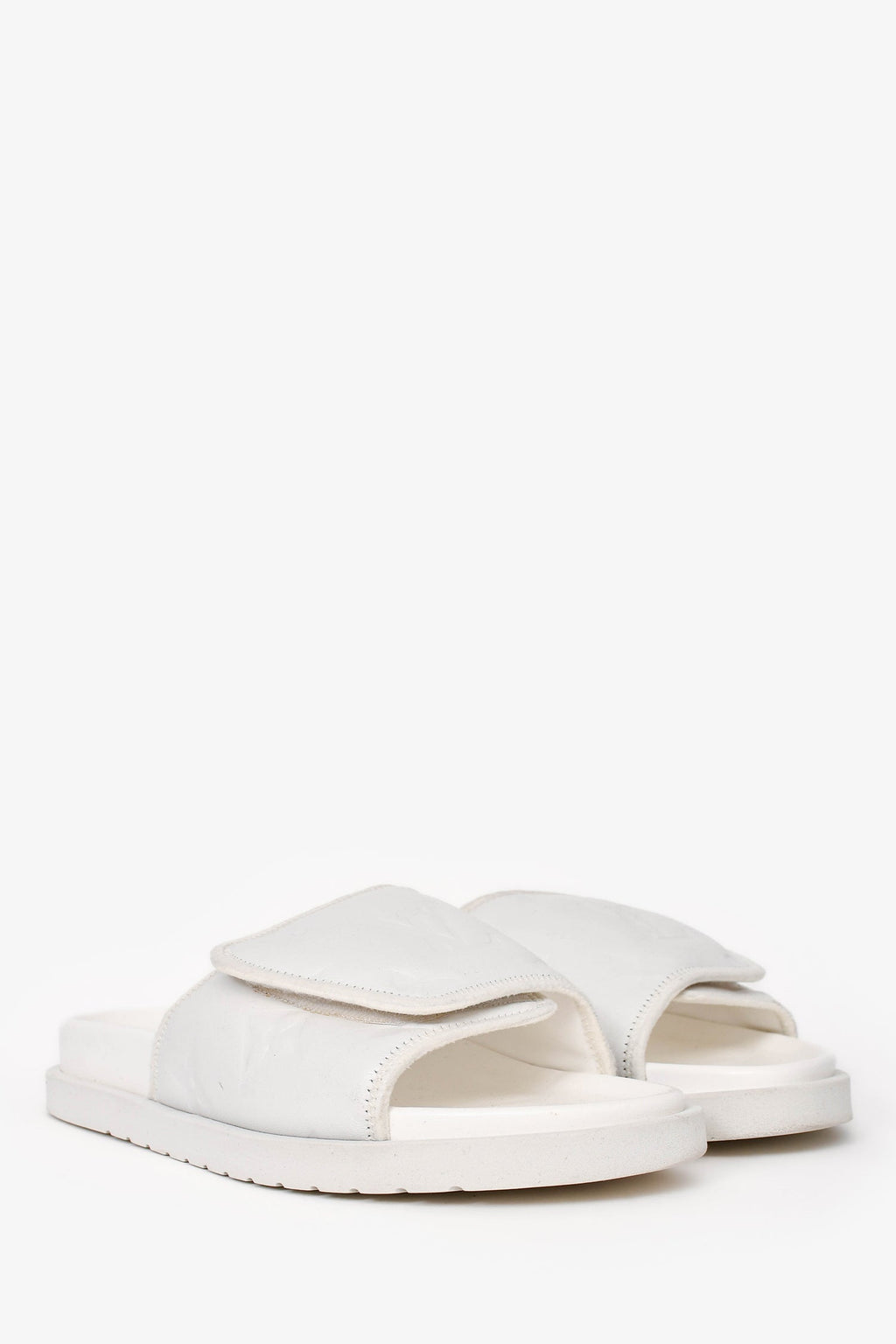 Louis Vuitton White Rubber/Leather Miami Slides Size 7 Mens