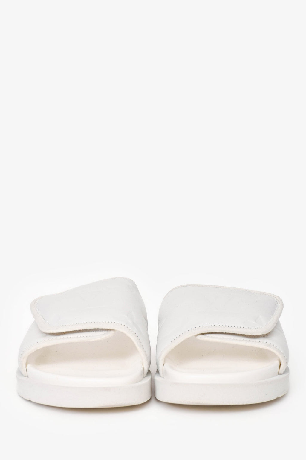 Louis Vuitton White Rubber/Leather Miami Slides Size 7 Mens