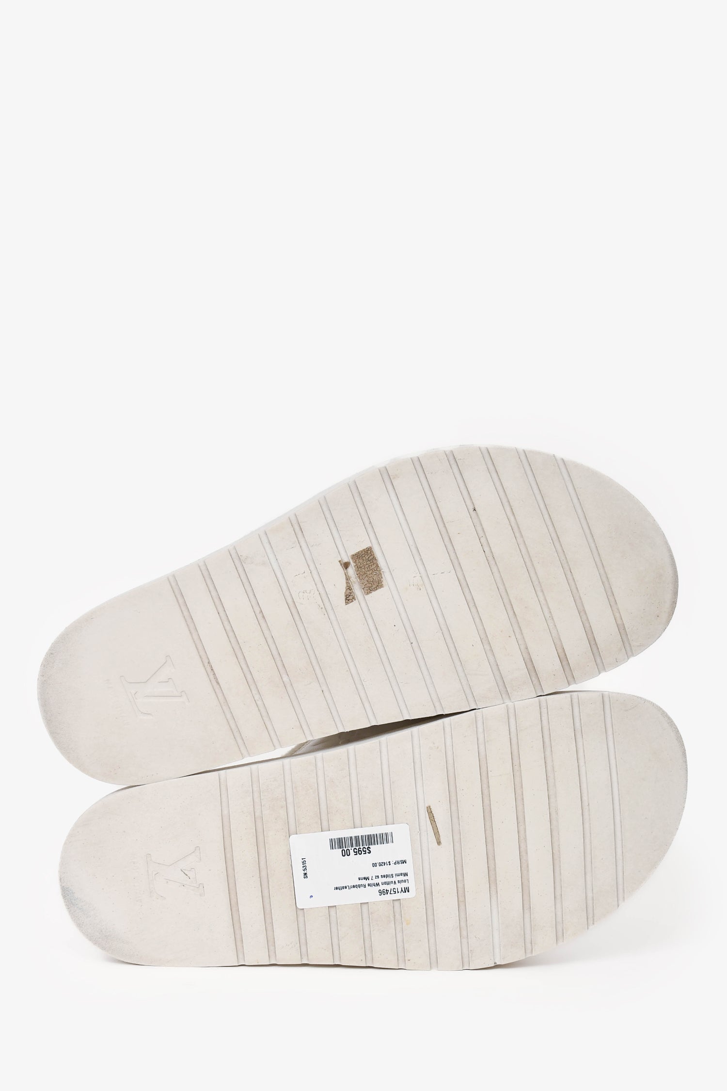 Louis Vuitton White Rubber/Leather Miami Slides Size 7 Mens
