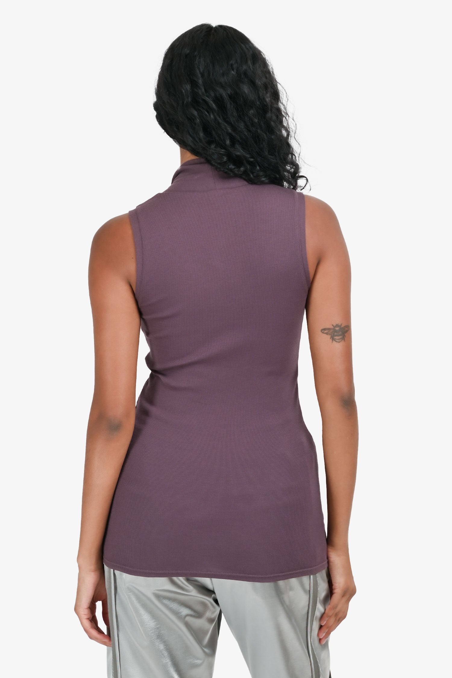 Brunello Cucinelli Purple Cotton Blend Ribbed Scoop Neck Tank Top Size XS