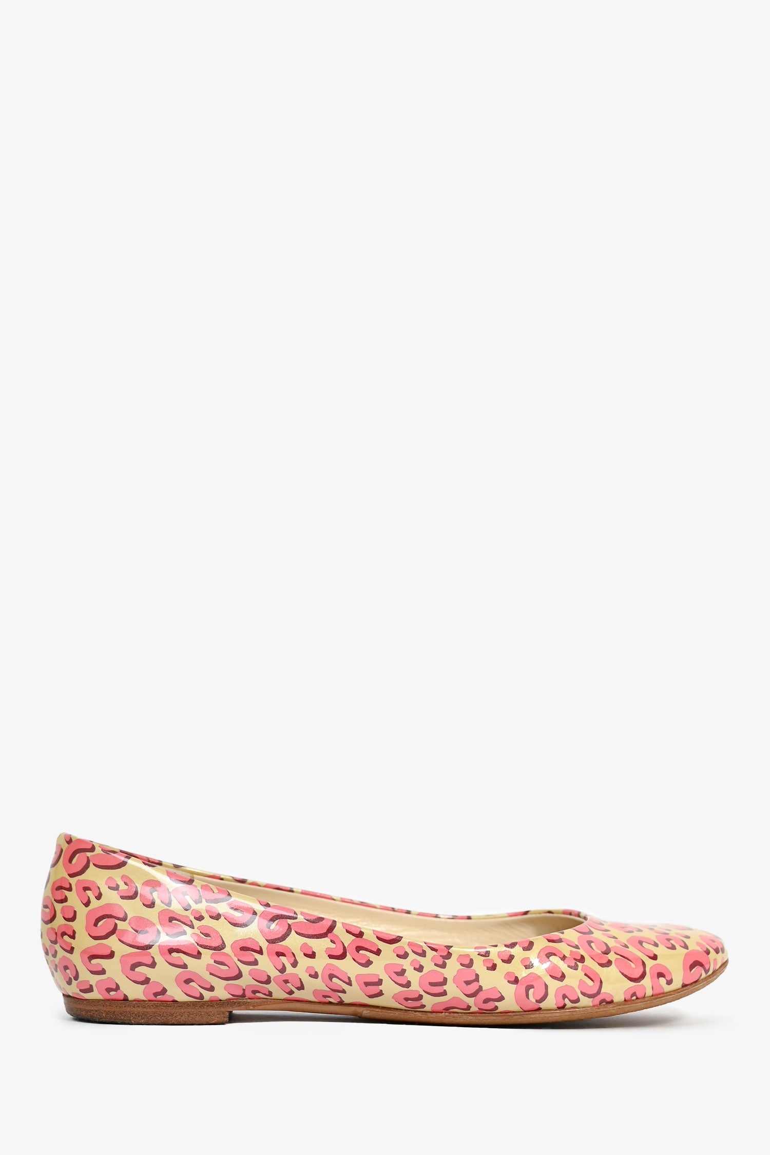 Louis Vuitton Cream/Pink Printed Ballet Flats Size 37