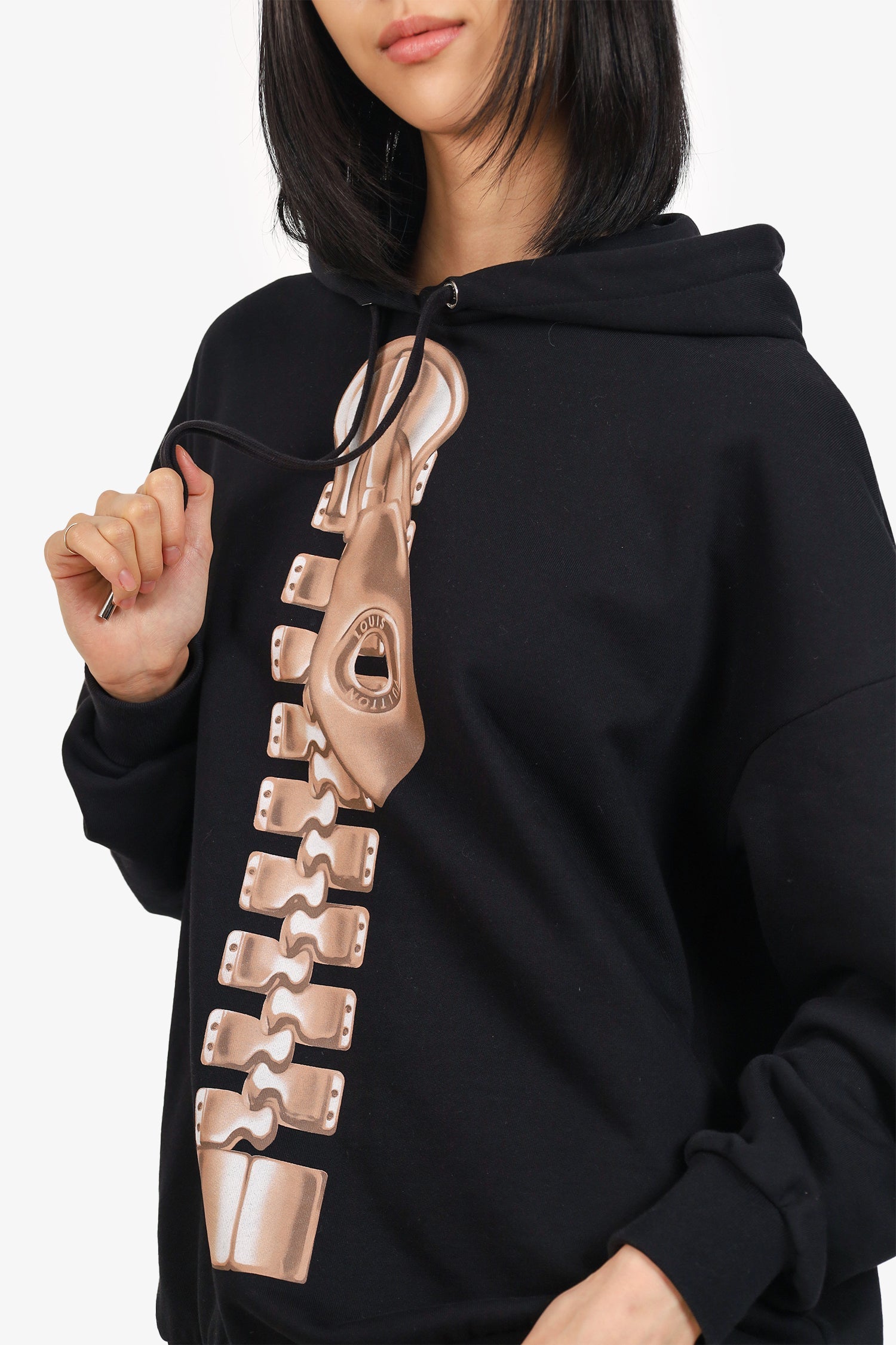 Louis Vuitton Black Zipper Print Hoodie Size XS Mens