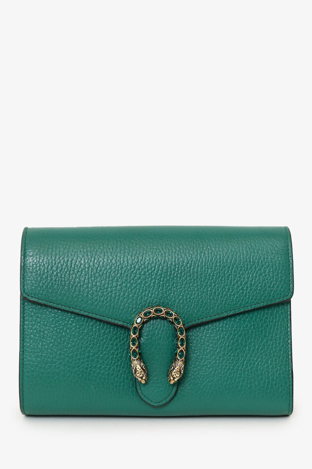 Gucci Green Grained Leather Dionysus Wallet on Chain