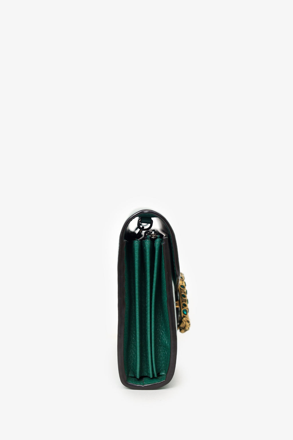 Gucci Green Grained Leather Dionysus Wallet on Chain