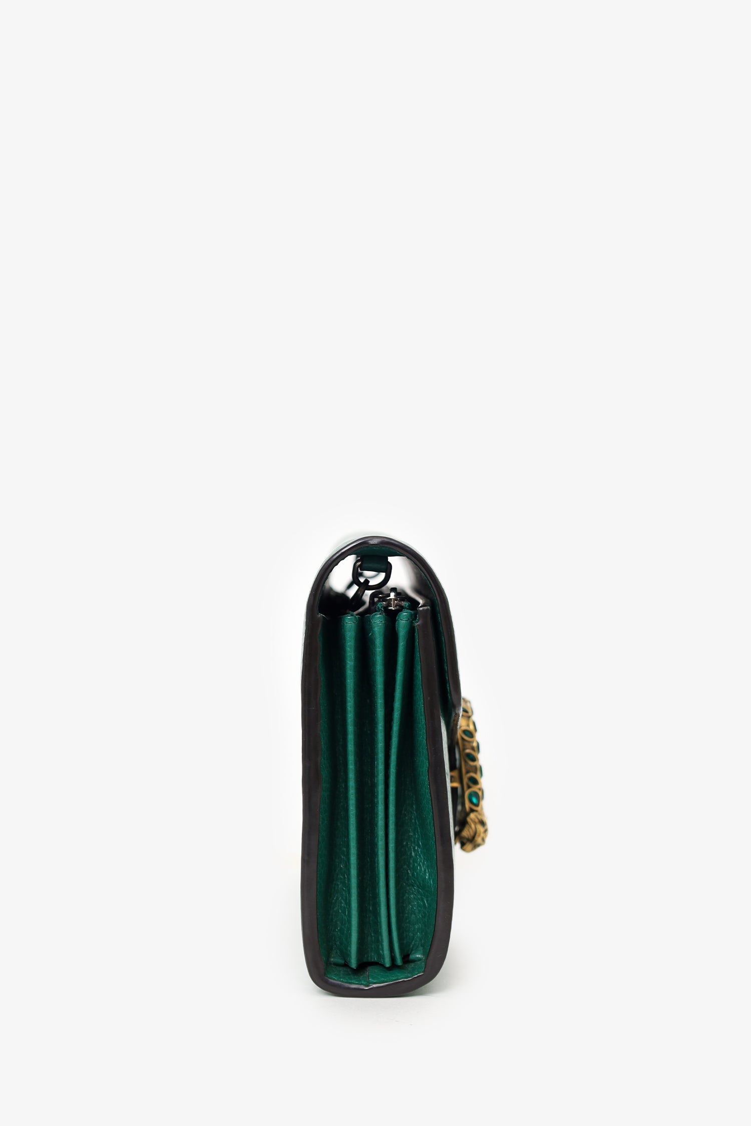 Gucci Green Grained Leather Dionysus Wallet on Chain