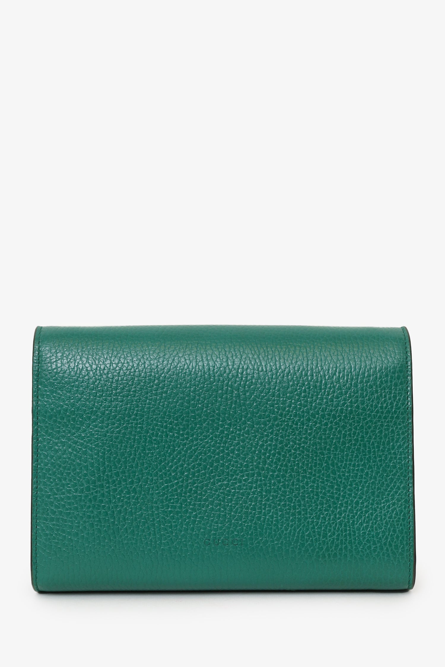 Gucci Green Grained Leather Dionysus Wallet on Chain