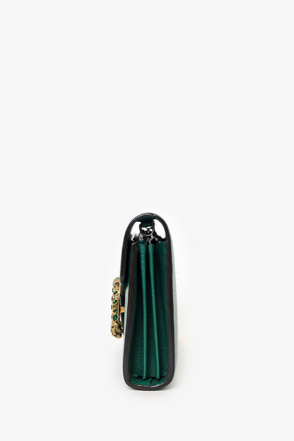 Gucci Green Grained Leather Dionysus Wallet on Chain