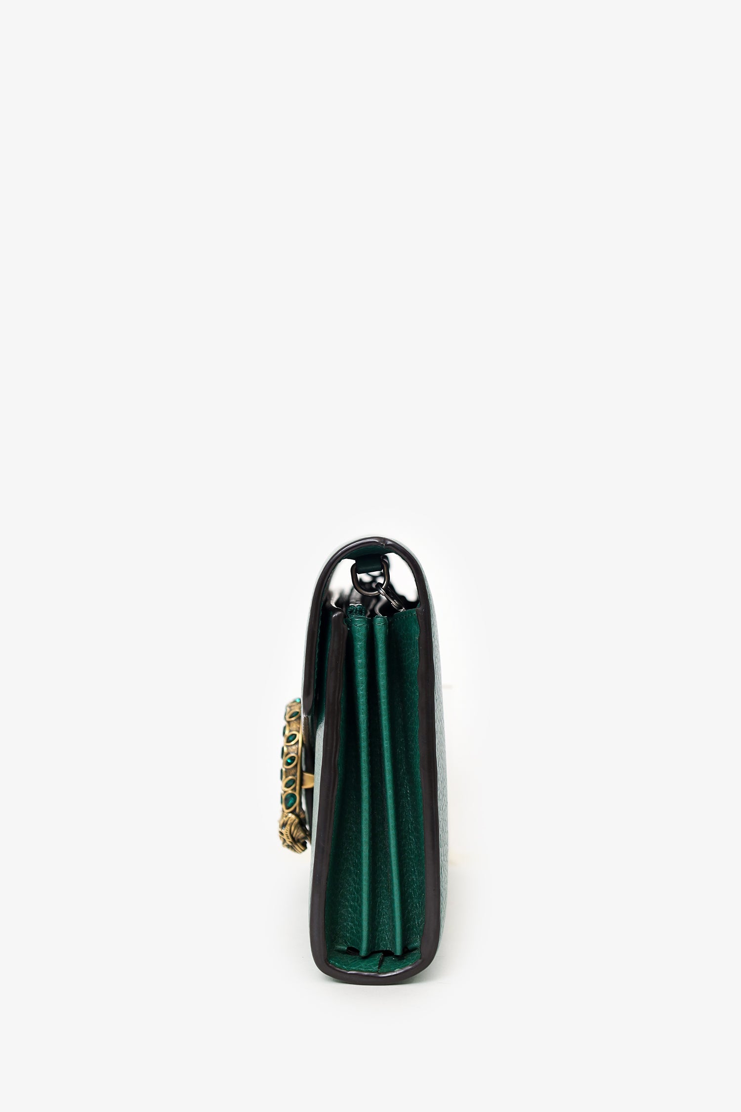 Gucci Green Grained Leather Dionysus Wallet on Chain
