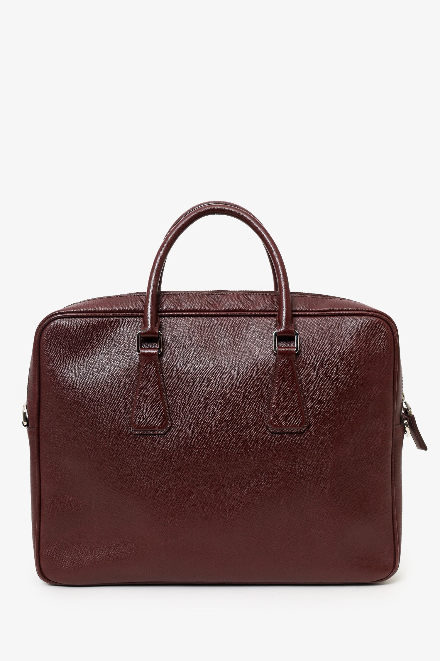 Prada Red Saffiano Leather Lux Briefcase with Strap