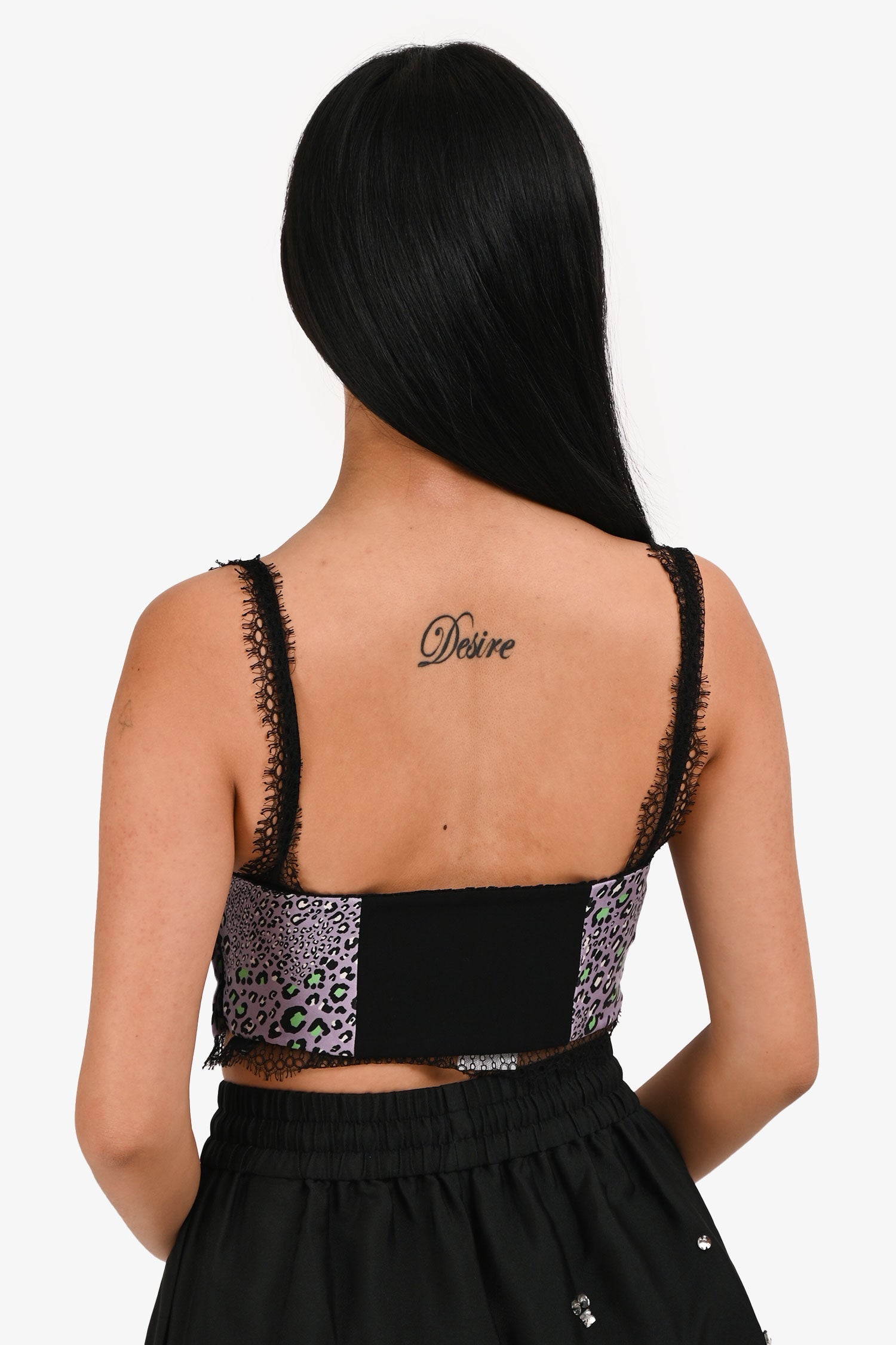 Versace Purple/Black Silk Cheetah Print Sleeveless Crop Top Size 40
