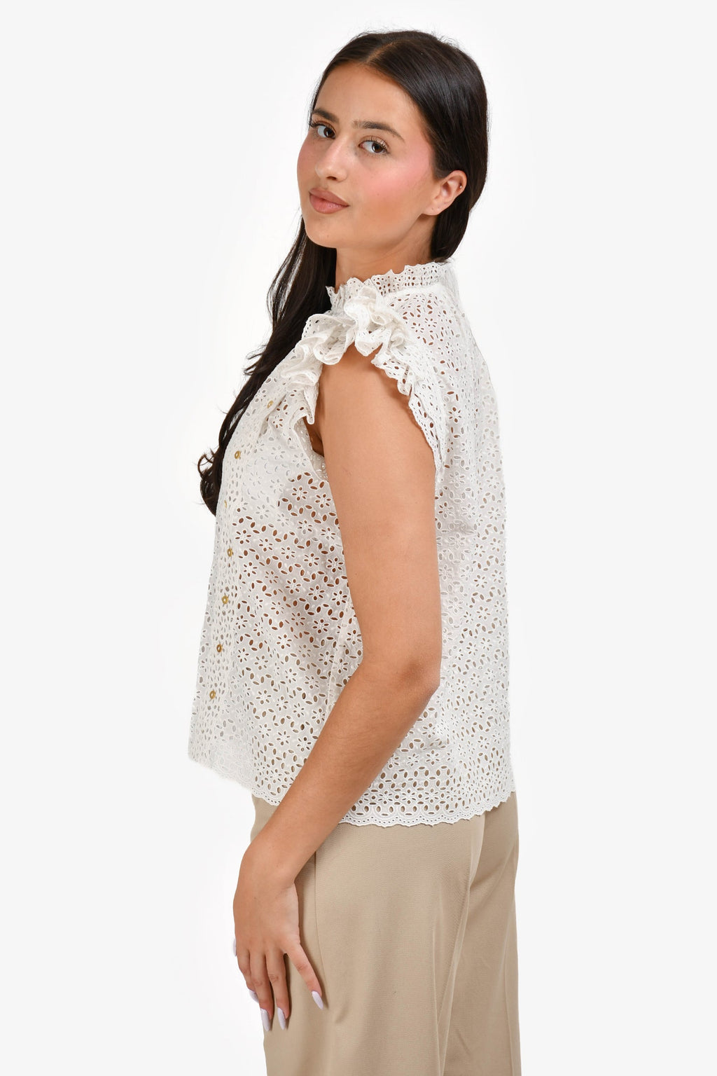 Ulla Johnson White Cotton Eyelet Button Down Top Size 2