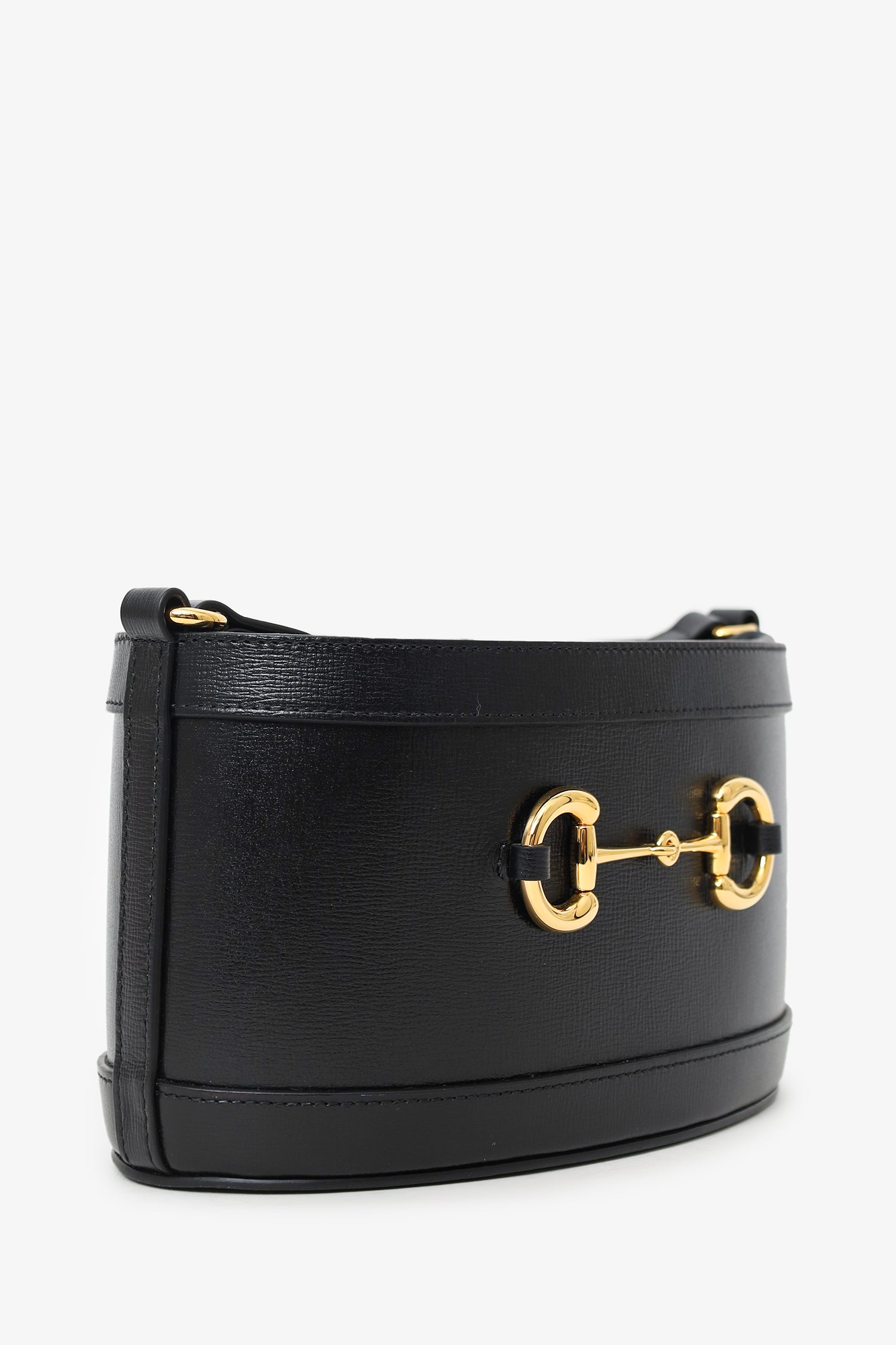 Gucci Black Leather 1955 Horsebit Drawstring Bucket Bag