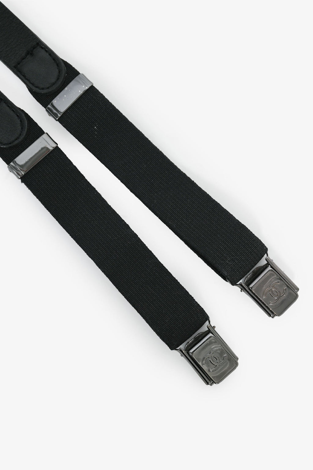 Pre-Loved Chanel™ Black Leather CC Suspenders