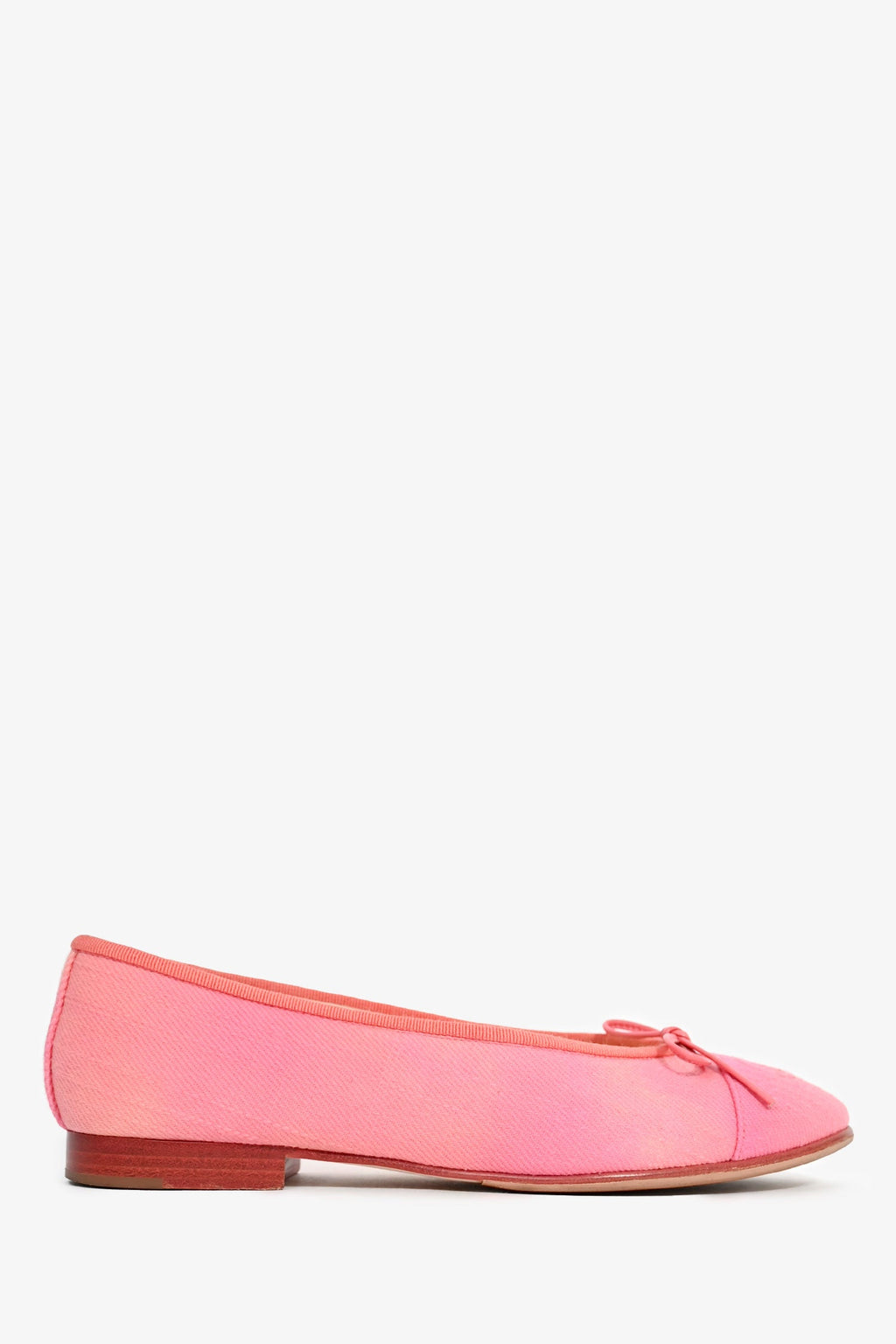 Pre-Loved Chanel™ Pink/Orange Ombre Tweed Fabric Toe Ballet Flats Size 36.5
