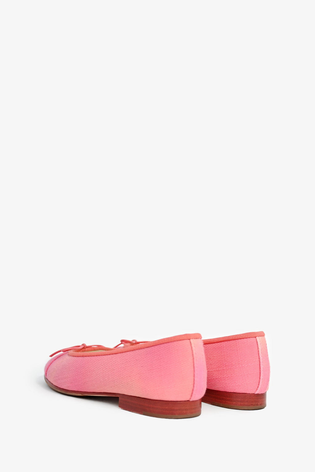 Pre-Loved Chanel™ Pink/Orange Ombre Tweed Fabric Toe Ballet Flats Size 36.5