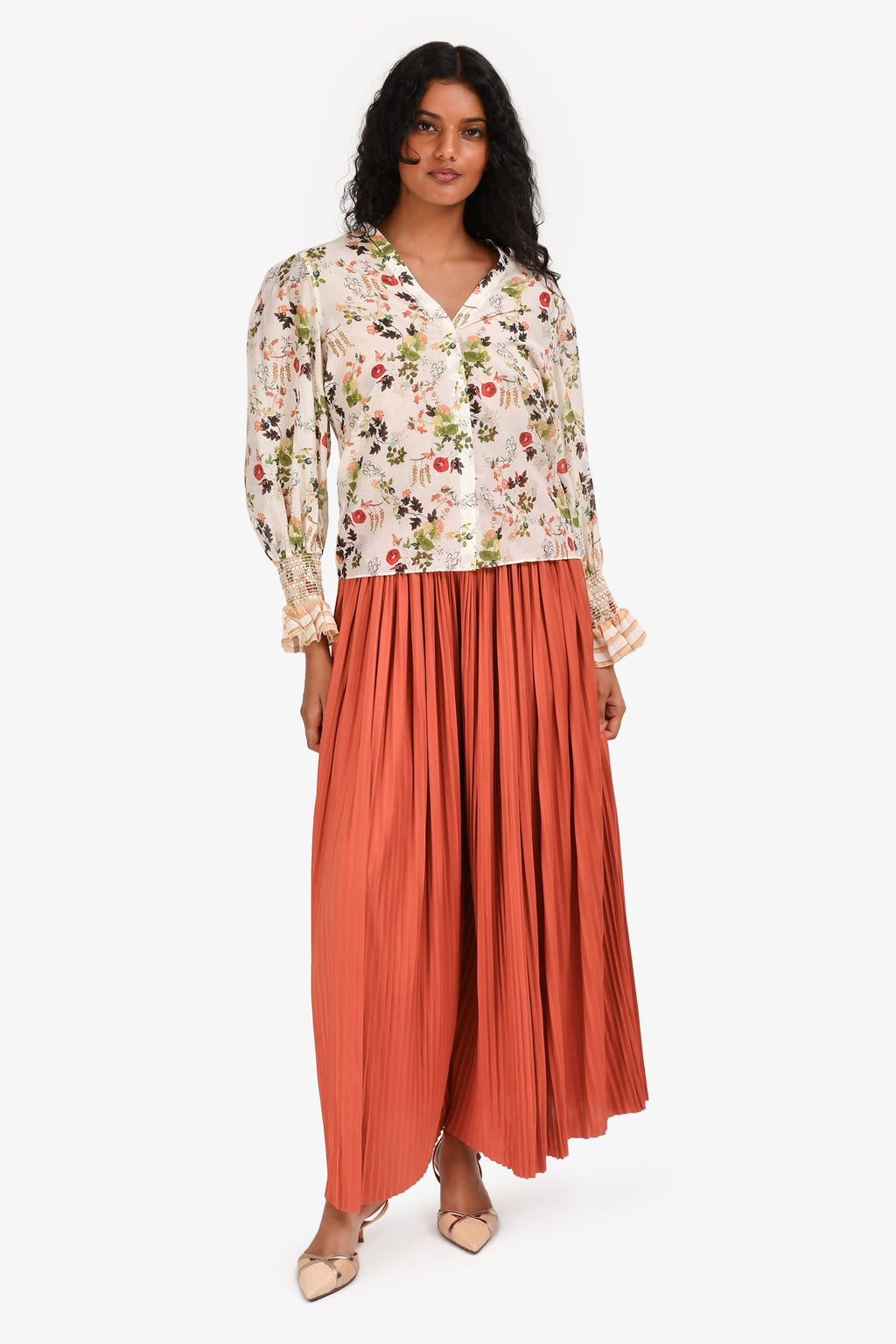 Pre-Loved Chanel™ 2019 Brown Silk/Jersey Pleated Wide Leg Pants Size 36