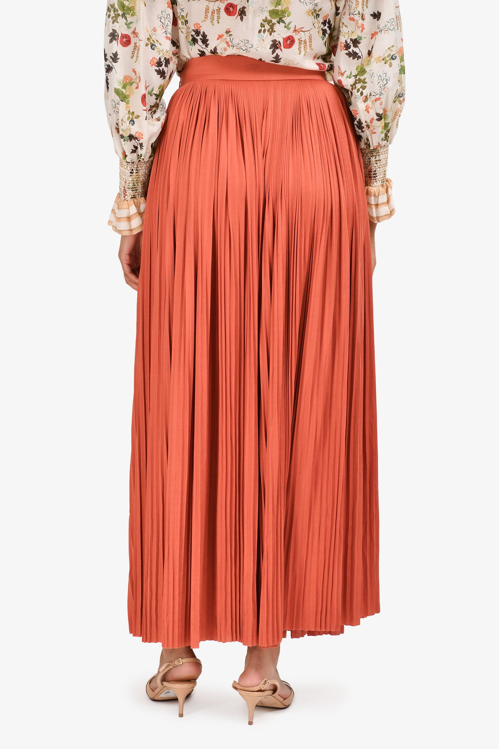 Pre-Loved Chanel™ 2019 Brown Silk/Jersey Pleated Wide Leg Pants Size 36