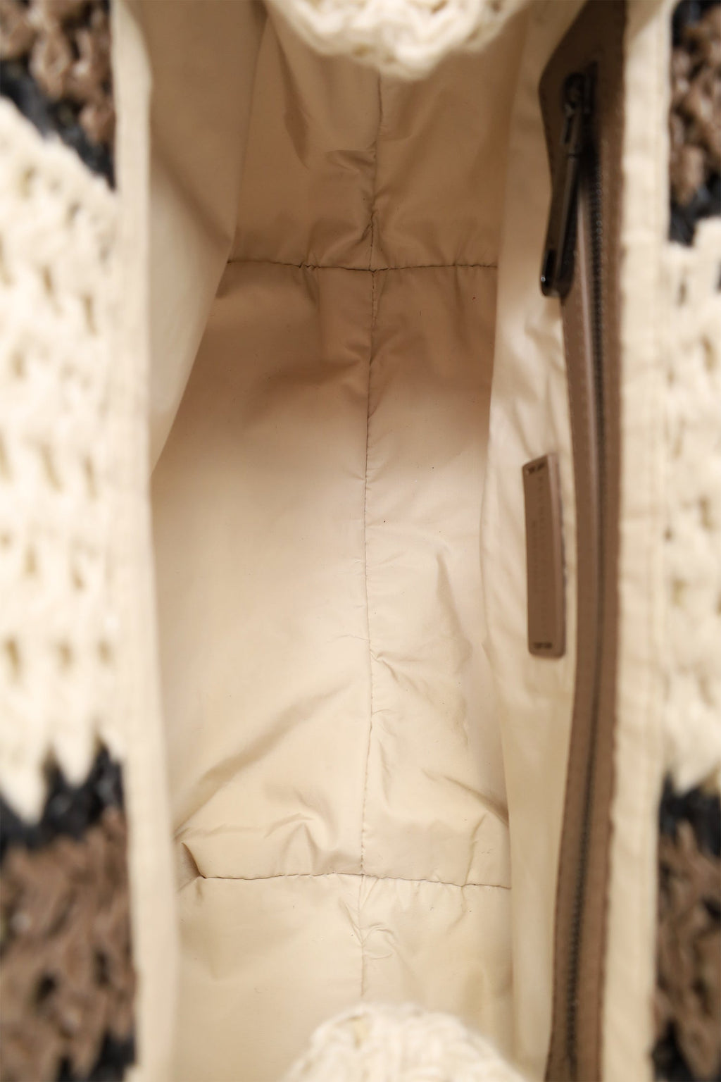 Brunello Cucinelli White/Brown/Black Small Crochet Regimental Straw Effect Pouch with Strap