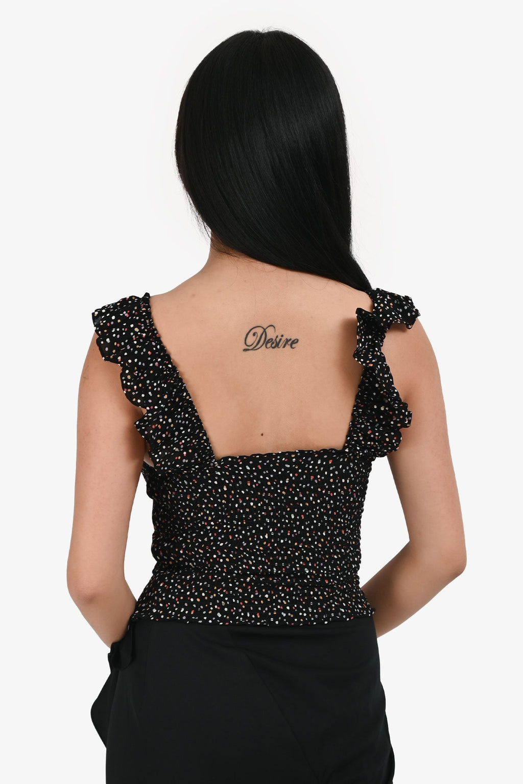 Reformation Black Multi Polkadot Top Size 0