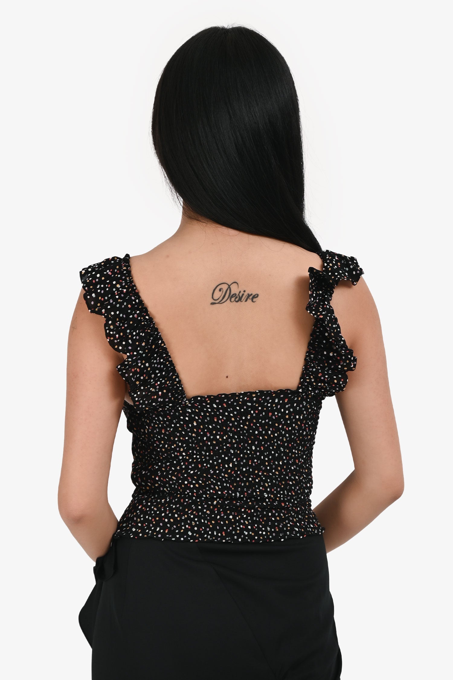 Reformation Black Multi Polkadot Top Size 0
