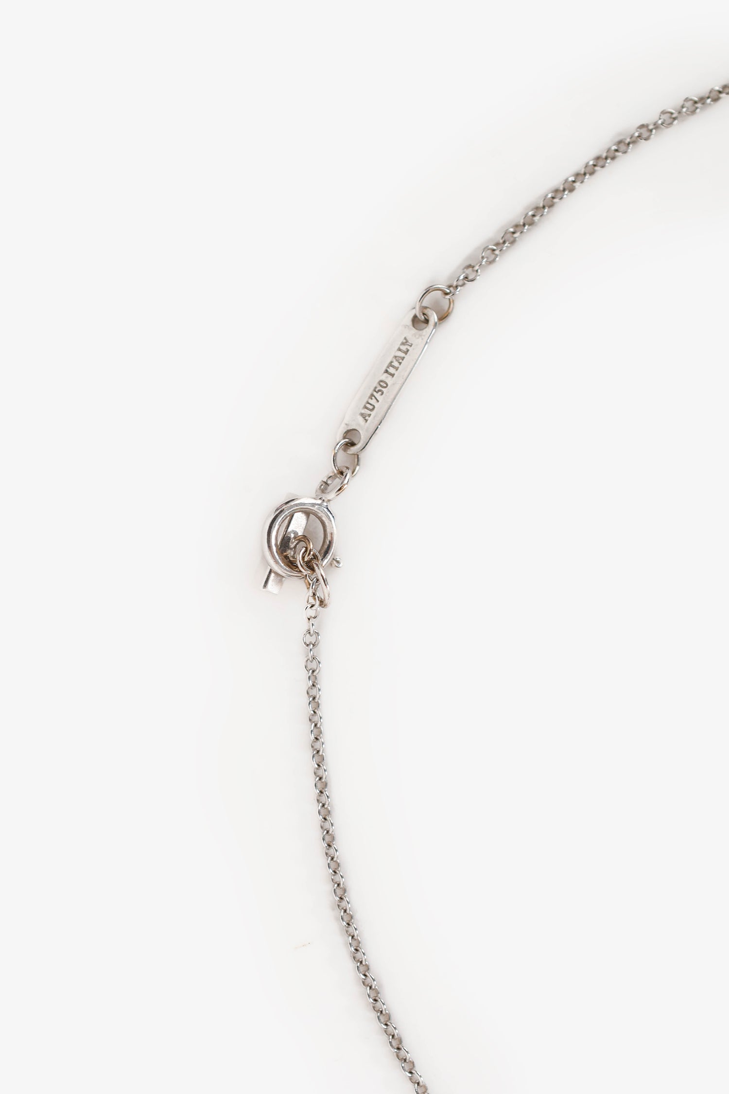 Tiffany & Co. 18K White Gold Diamond Set Mini Smile Pendant Necklace