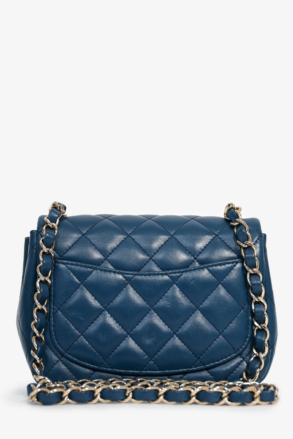 Pre-Loved Chanel™ 2017-18 Blue Lambskin Leather Quilted Mini Square Flap